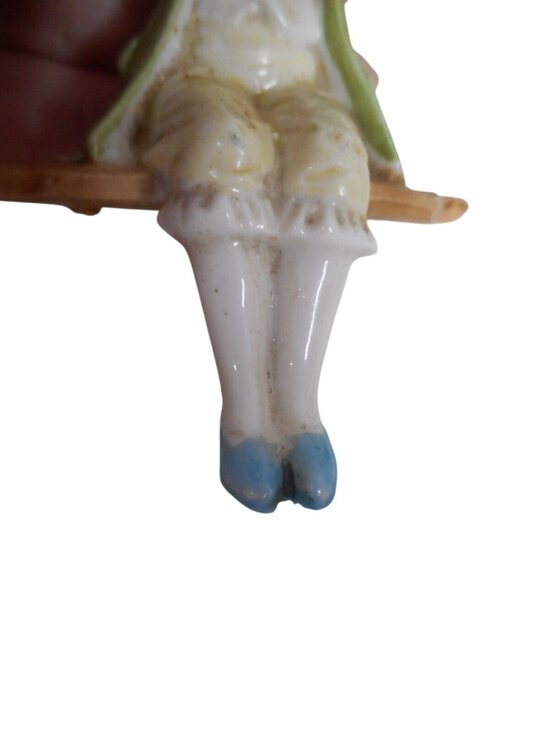 Porcelain Painted shelf sitter Victorian girl on swing - Picture 7 of 7